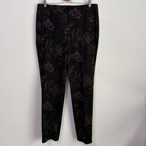 Chicos Juliet Floral Pull On‎ Pants 2 Large Floral Tropical Stretch Trip Comfort